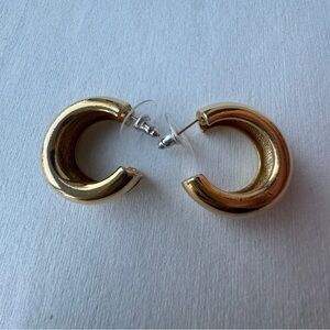 Givenchy Gold Tone Loop Stud Earrings Stamped